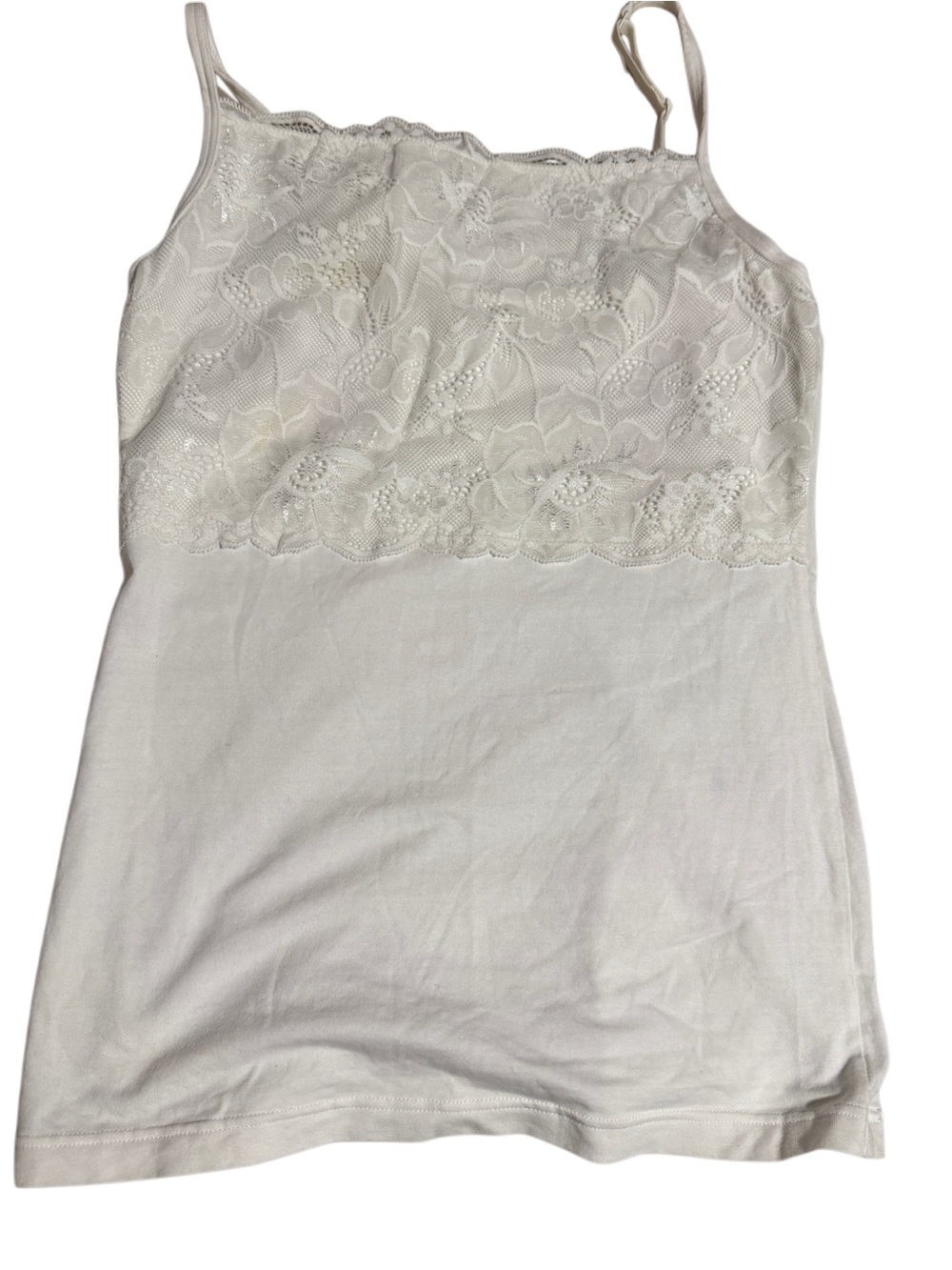 Women's White Lace-Trim Camisole Tank Top